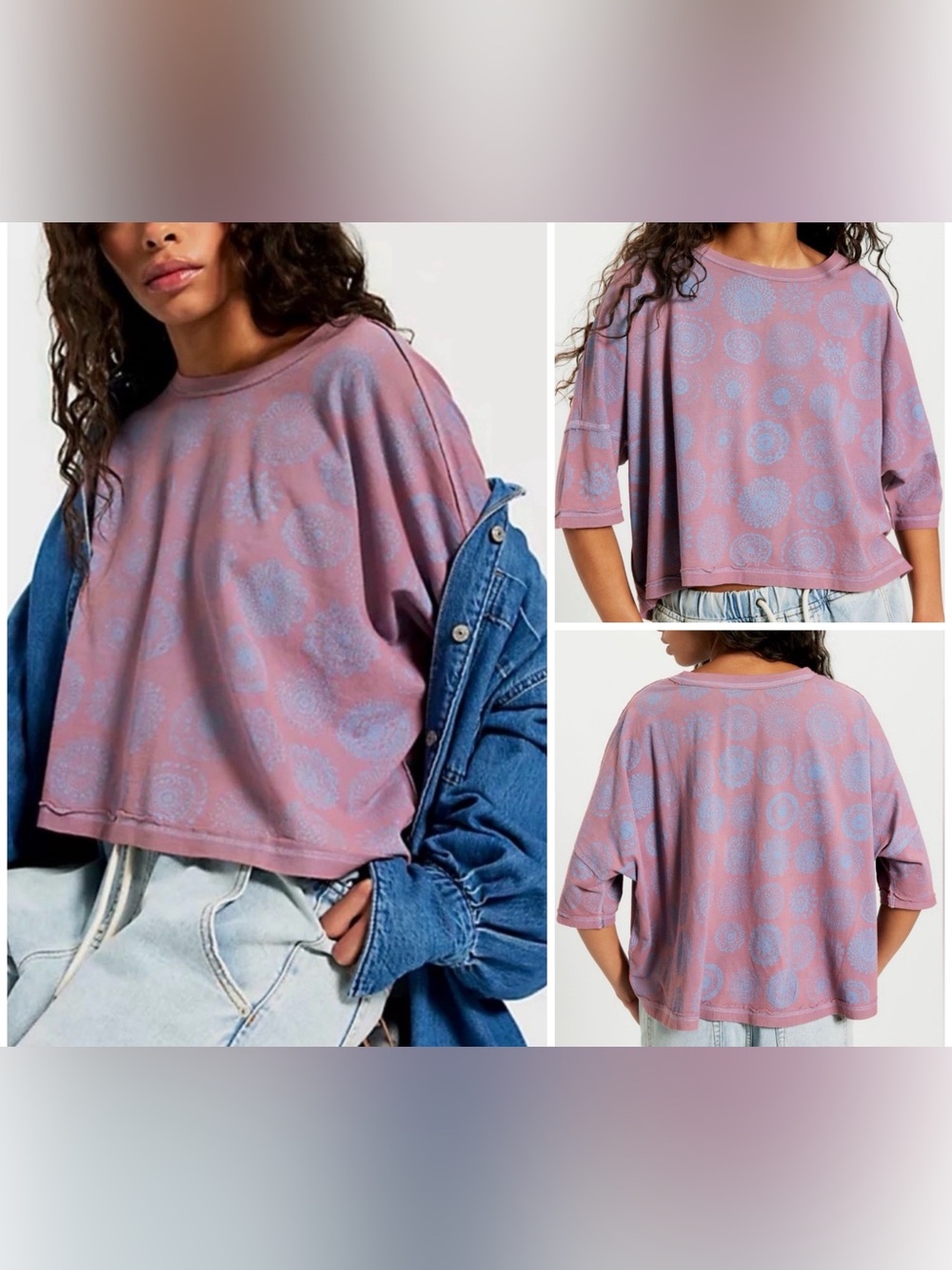 NWOT Free People We The Free One Of A Kind Tee - Lavender Mist Combo - XS